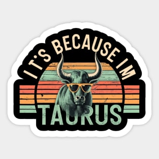 Taurus Zodiac Bliss: Retro Sunset Serenity Sticker